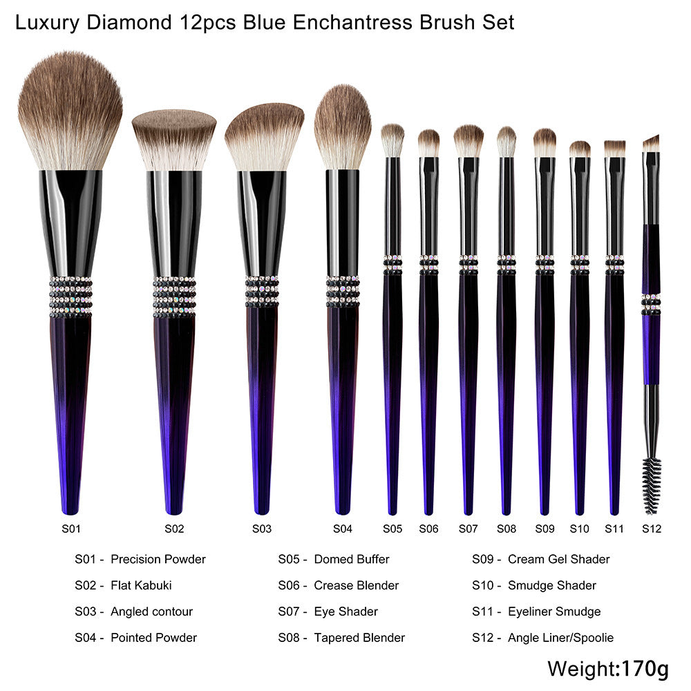 12 Gradient Makeup Brushes Set